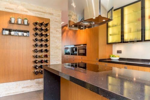Warmly lit interior with custom cabinetry, representing OC Studios of Tampa Bay's production services